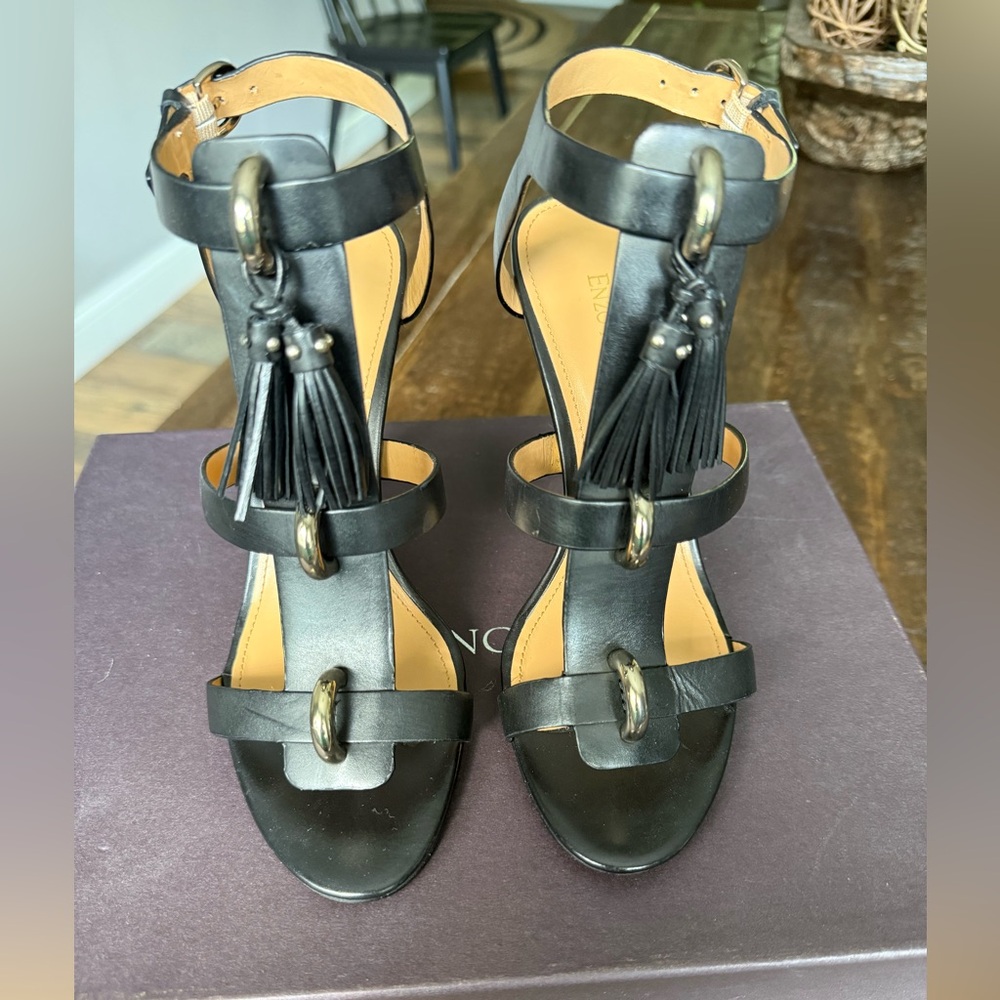 Enzo Angiolini EALELUNA
Black Leather Heels with Tassel Accents